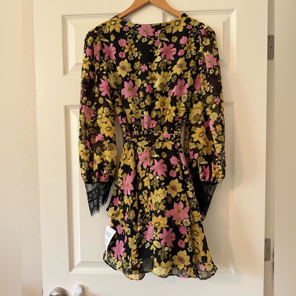 ASOS Design Soft Mini Skater Dress in Pink Floral Print w/ Eyelash Lace Sz 6 NWT - Picture 6 of 10